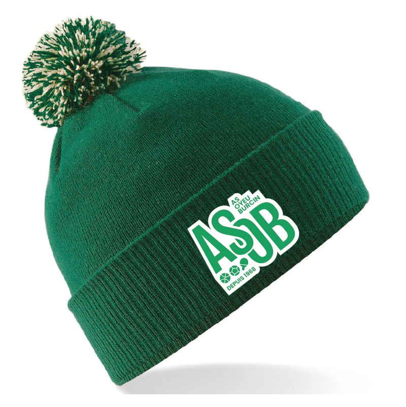 ASOB-Boutique-BONNET-B450.png ASOB- BONNET POMPON SNOWSTAR BOTTLE GREEN/OFF WHITE – B450 – Image 1