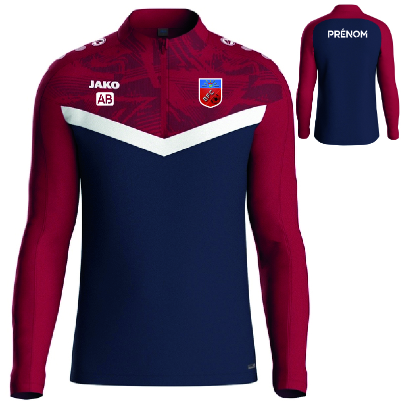 BFC-8624-Sweat-demi-zip-ICONIC.jpg BFC - 8624 - Sweat 1/2 zip ICONICE - JAKO - marine et rouge (901) – Image 1