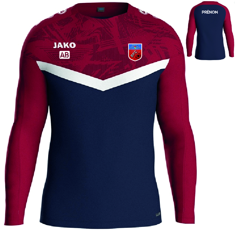 BFC-8824-Sweat-ICONIC-col-rond.jpg BFC - 8824 - Sweat ICONIC - JAKO - marine et rouge (901) – Image 1