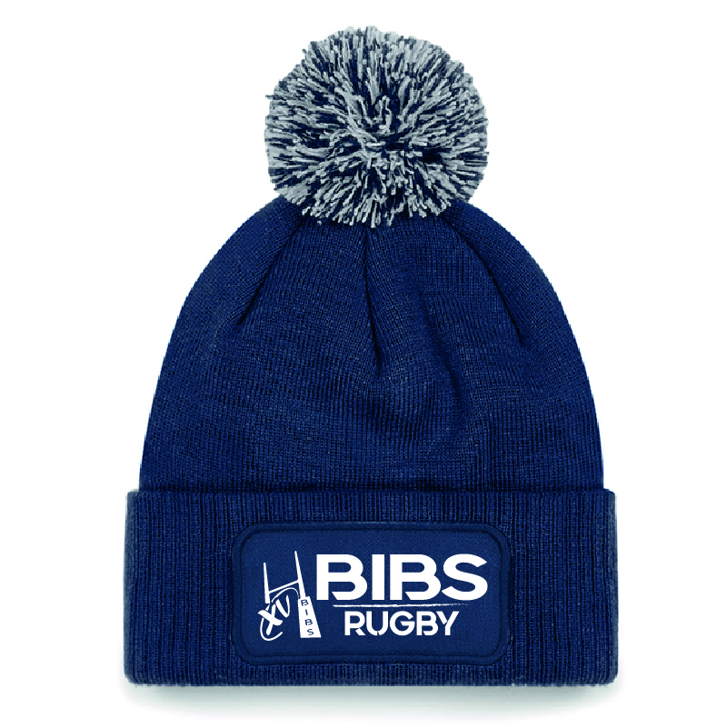 BIBS-B443-BONNET-POMPON.jpg B443 - BIBS - Bonnet pompon - marine et gris – Image 1