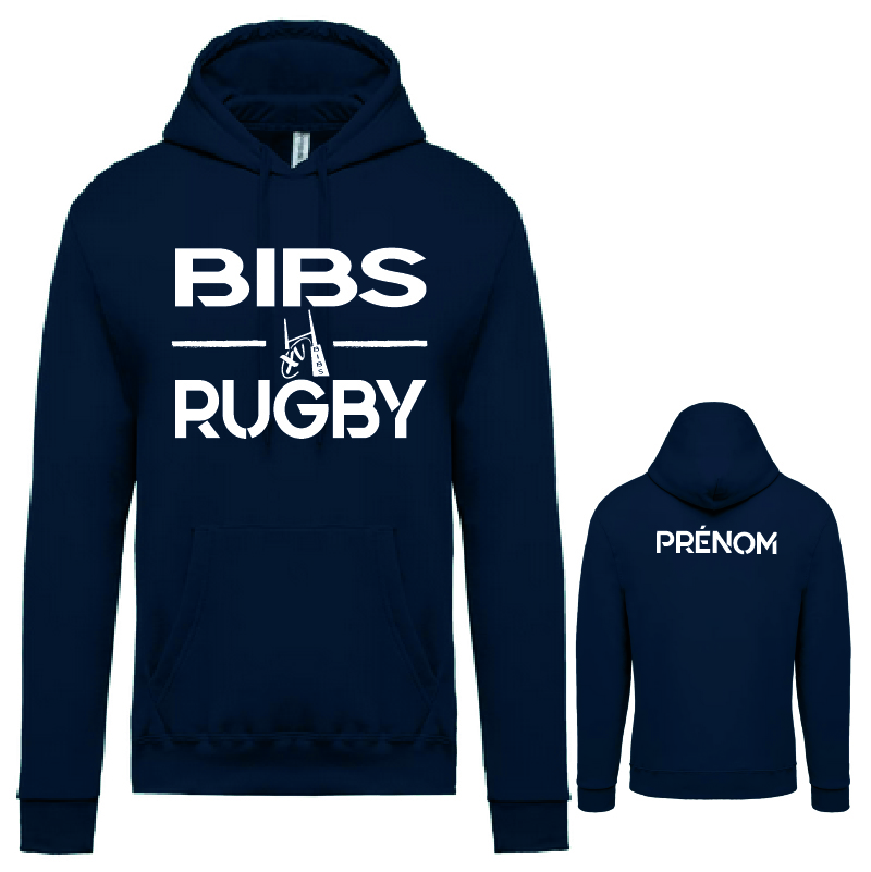 BIBS-K476-Sweat-capuche-MARINE.jpg K476- BIBS - Sweat capuche SUPPORTER - marine ou bleu ciel – Image 1