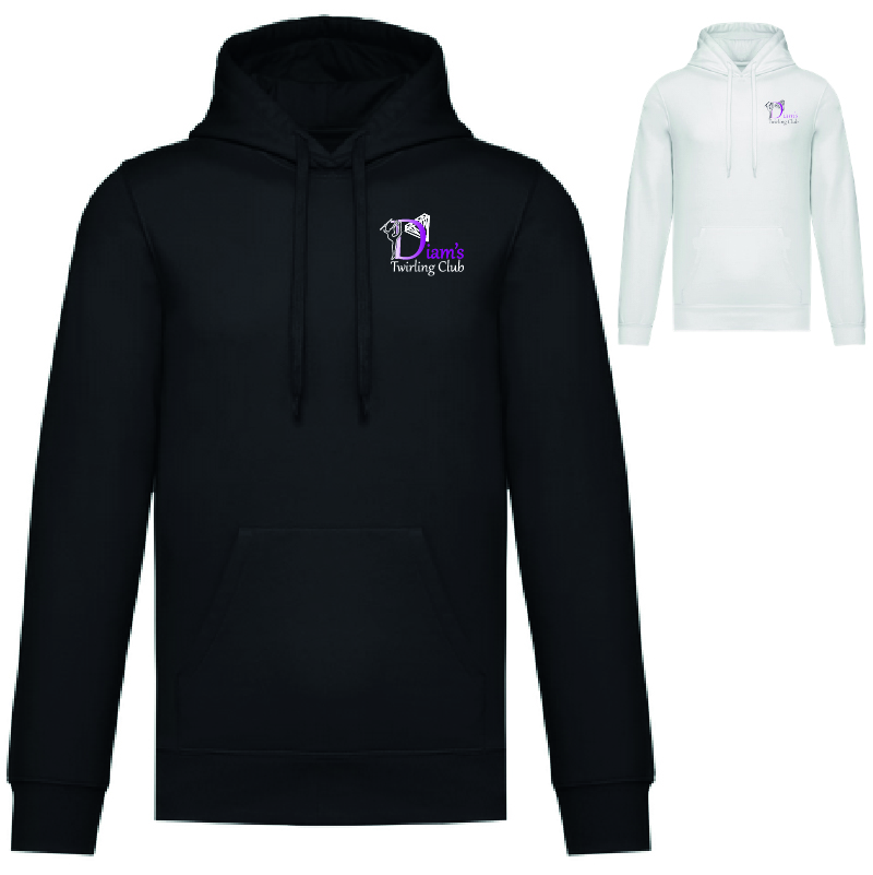 DIAMS-K4041-SWRKKNG-Sweat-capuche.jpg K4041/SWRKKNG DIAM'S - Sweat capuche UNISEXE - noir ou blanc – Image 1