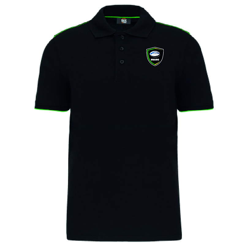 USARG-WK270-polo-.jpg USARG - WK270 - Polo noir liseré vert - JOMA - noir et vert – Image 1