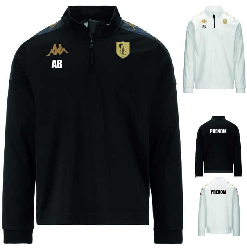USI-331G3HW-SWEAT-ZIP-GASSOLO.jpg 331G3HW - Sweat 1/3 zip GASSOLO - Polyester - KAPPA - noir ou blanc – Image 1