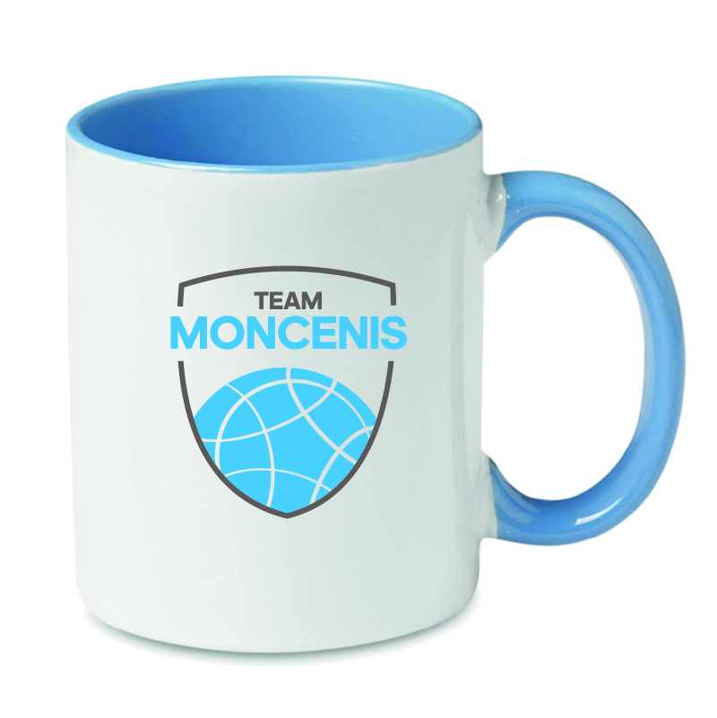 TEAM MONCENIS - MUG -min TEAM MONCENIS - Mug Bicolore - blanc et bleu clair – Image 1