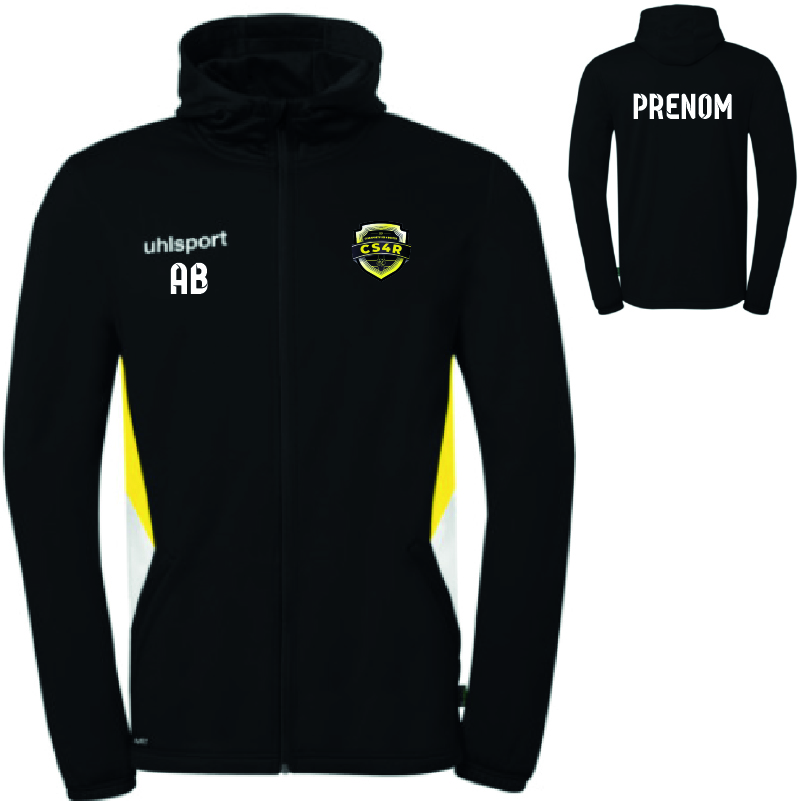 CS4R FOOT - 100237502 - Veste capuche EQUIPE 29 - UHLSPORT CS4R (foot) -100237502 - Veste capuche EQUIPE 29 - UHLSPORT - noir et jaune – Image 1