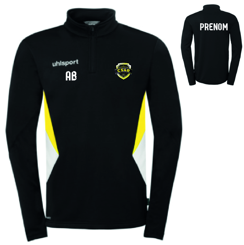 CS4R FOOT - 100237702 - Sweat 1-4 zip EQUIPE 29 - UHLSPORT CS4R (foot) - 100237702 - Sweat 1/4 zip EQUIPE 29 - UHLSPORT - noir et jaune – Image 1