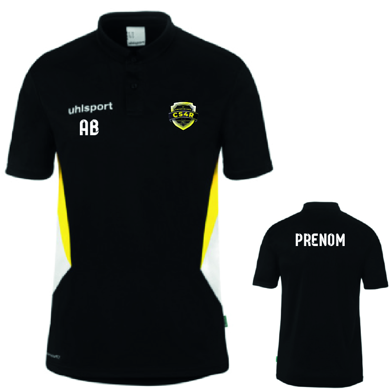 CS4R FOOT - 100237802 - Polo technique EQUIPE 29 - UHLSPORT CS4R (foot) - 100237802 - Polo technique EQUIPE 29 - UHLSPORT - noir et jaune – Image 1