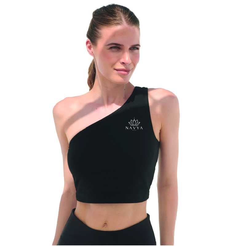 NAVYA - SK116 - haut asymétrique femme NAVYA - SK116 - Haut asymétrique - noir – Image 1