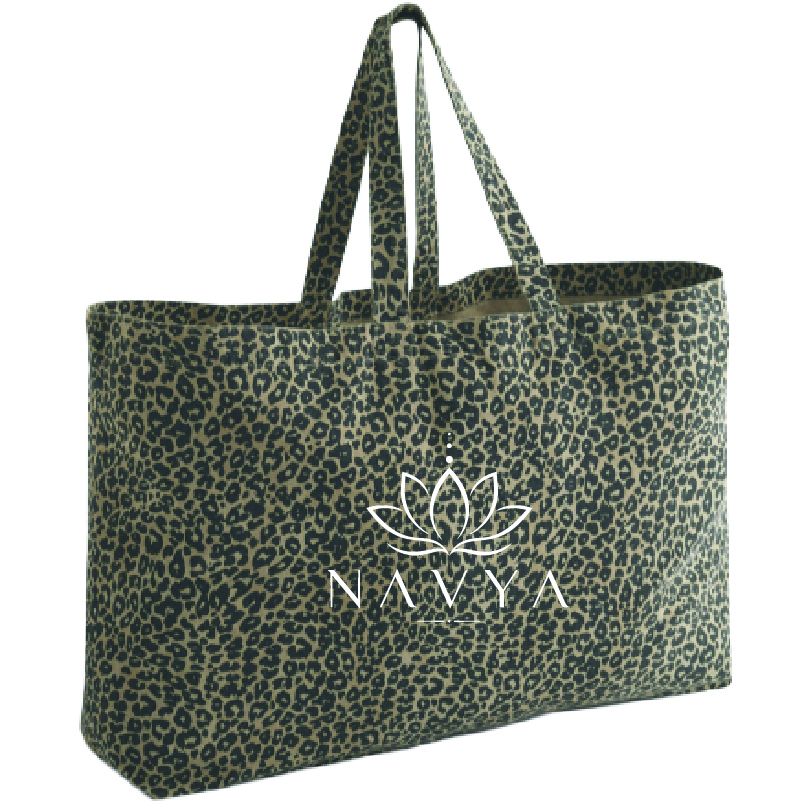 NAVYA - W336 - Sac cabas oversize NAVYA - W336 - Sac cabas en toile imprimé léopard – Image 1