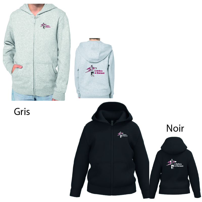 ARBRE A DANSES - K4045 - Sweat zippé à capuche ENFANT L'ARBRE A DANSES - K4045 - Sweat zippé à capuche ENFANT - noir, gris – Image 1