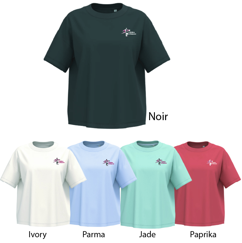 ARBRE A DANSES - NS313 - T-shirt OVERSIZE femme L'ARBRE A DANSES - NS313 - T-shirt écoresponsable oversize FEMME - noir,ivory, parma, jade ou paprika – Image 1